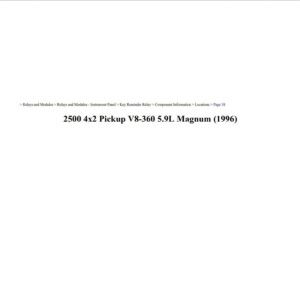 dodge magnum 1996 4x2 pickup v8 360 5.9l workshop manual