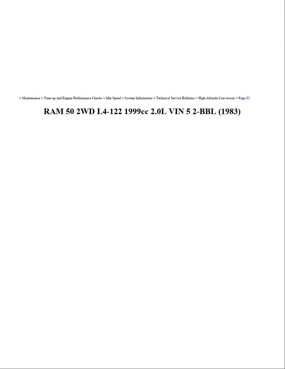 dodge ram 1983 2wd 2.0l vin 5 workshop manual