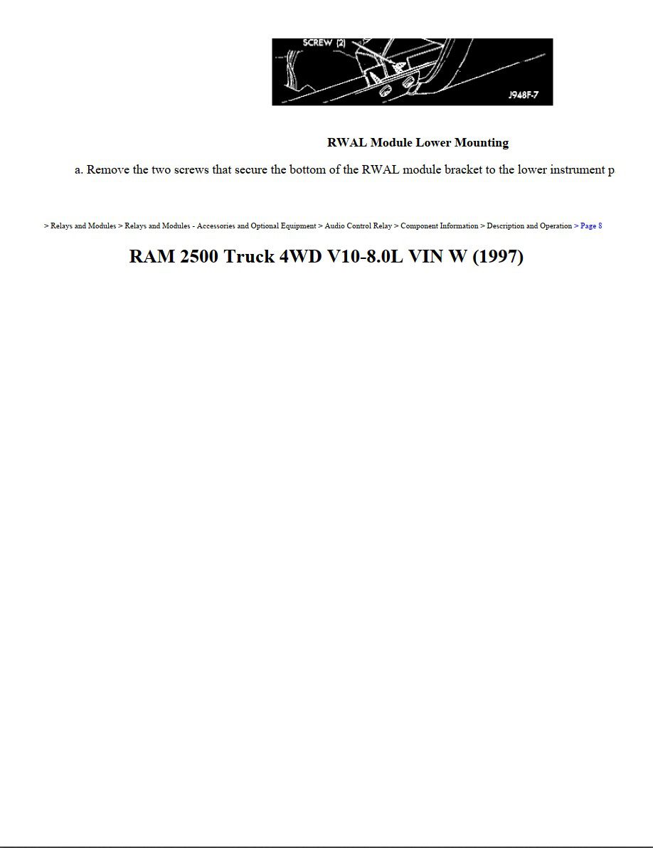 dodge ram 1997 2500 4wd v10 8.0l workshop manual