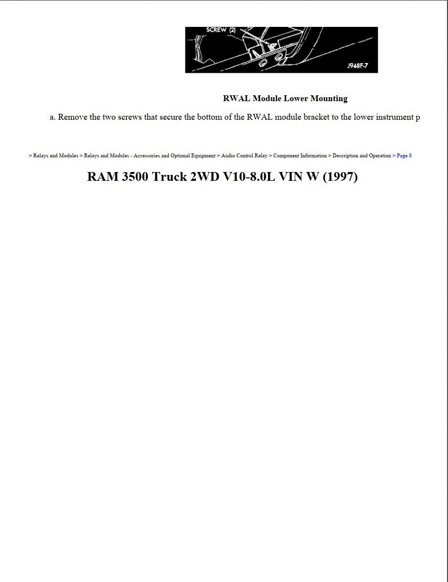 dodge ram 1997 3500 2wd v10 8.0l workshop manual