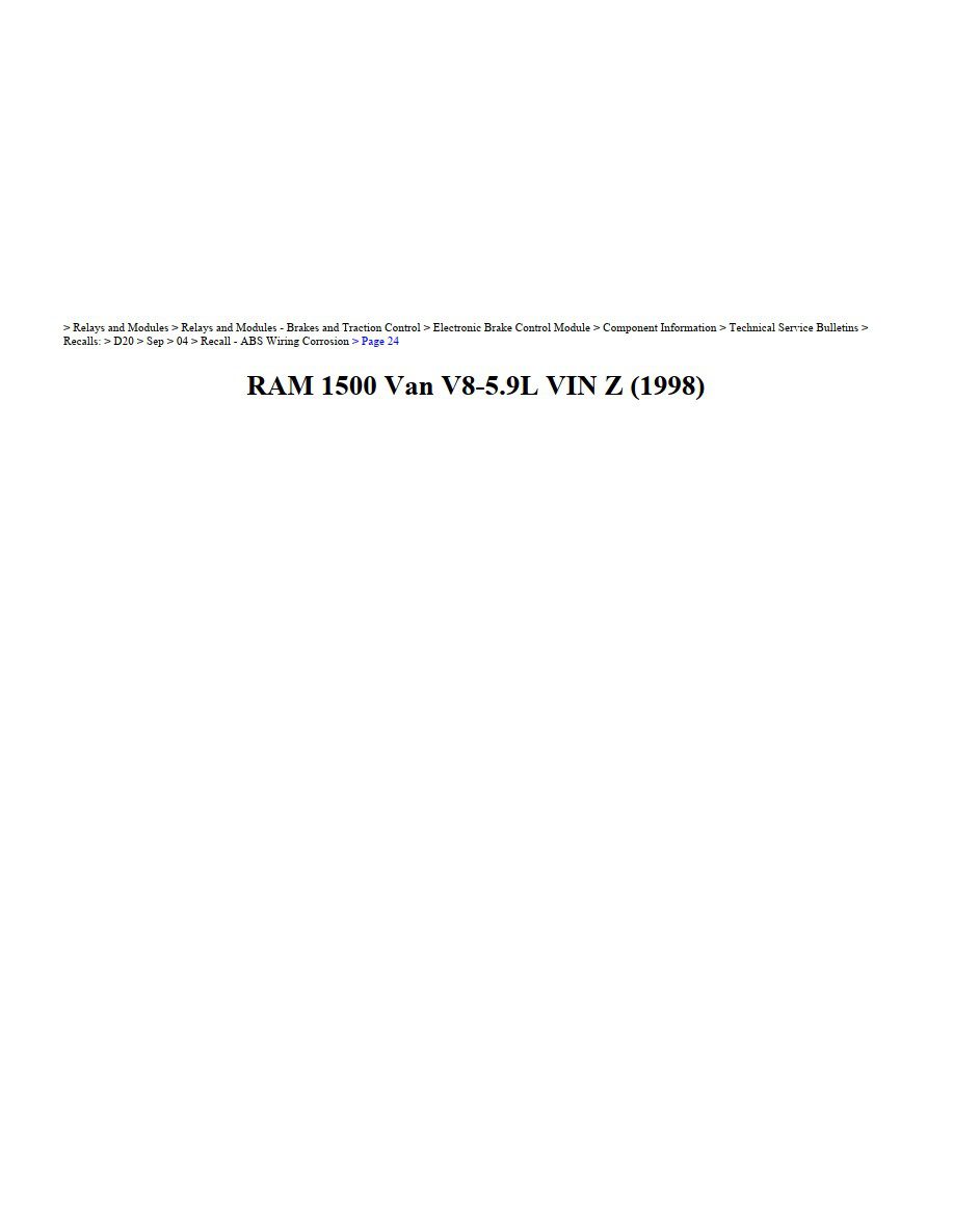 dodge ram 1998 1500 van 5.9l vin z workshop manual