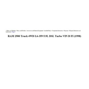 dodge ram 1998 2500 4wd 5.9l dsl turbo workshop manual