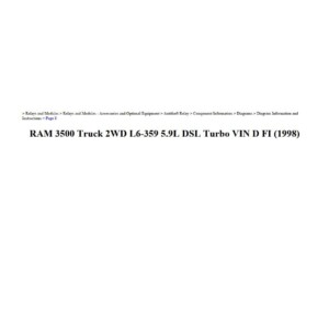 dodge ram 1998 3500 2wd 3.9l turbo workshop manual