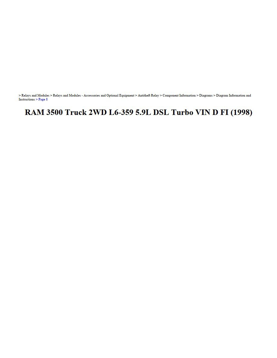 dodge ram 1998 3500 2wd 3.9l turbo workshop manual
