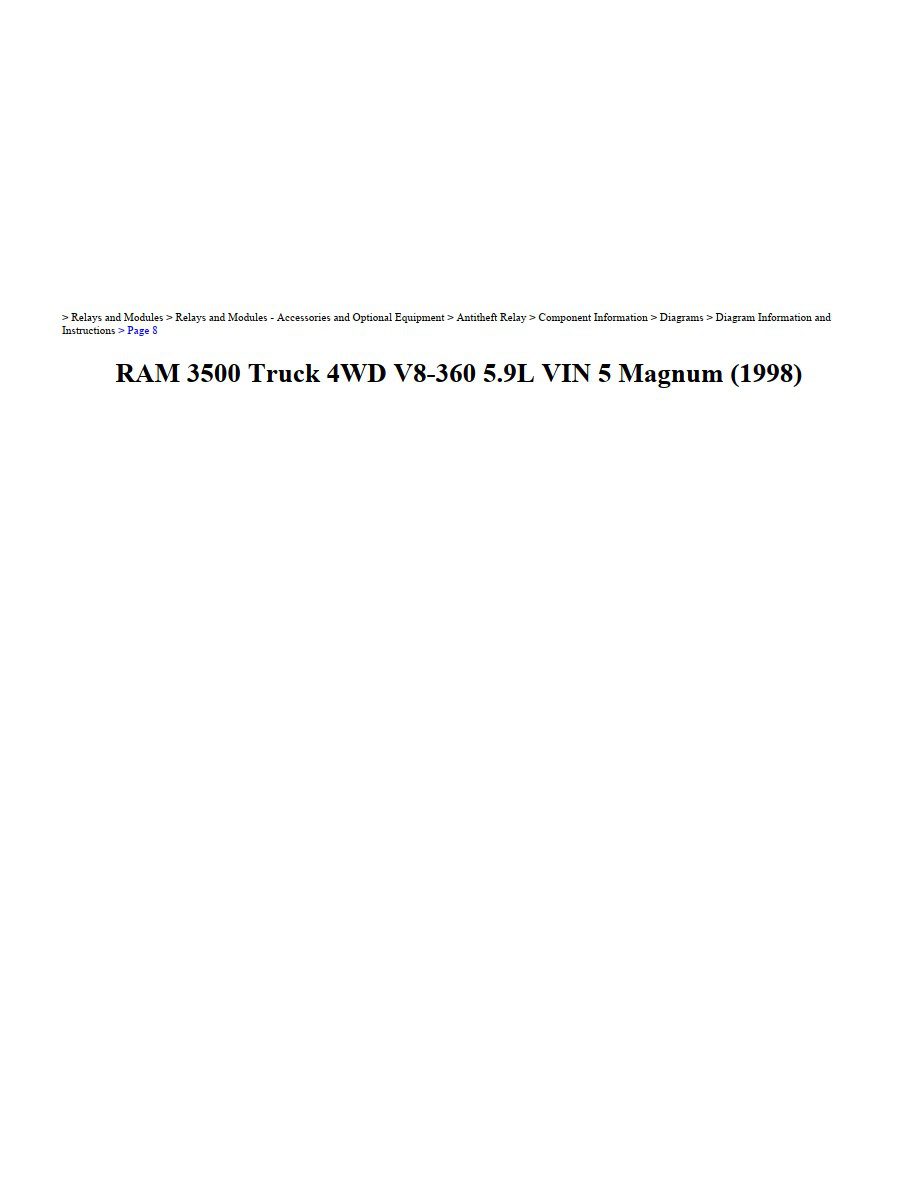 dodge ram 1998 3500 v8 5.9l magnum workshop manual