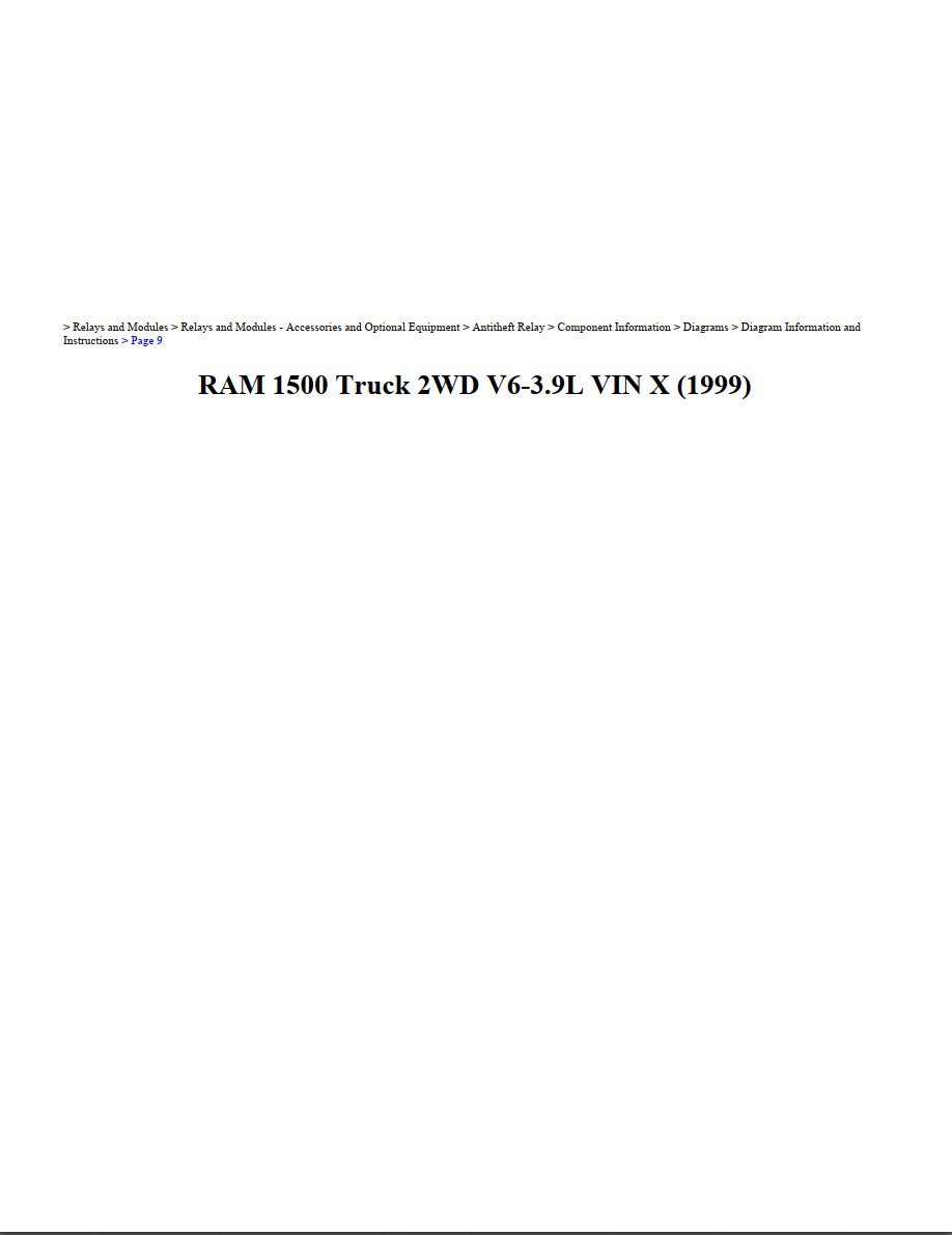 dodge ram 1999 1500 truck 2wd 3.9l vin x workshop manual