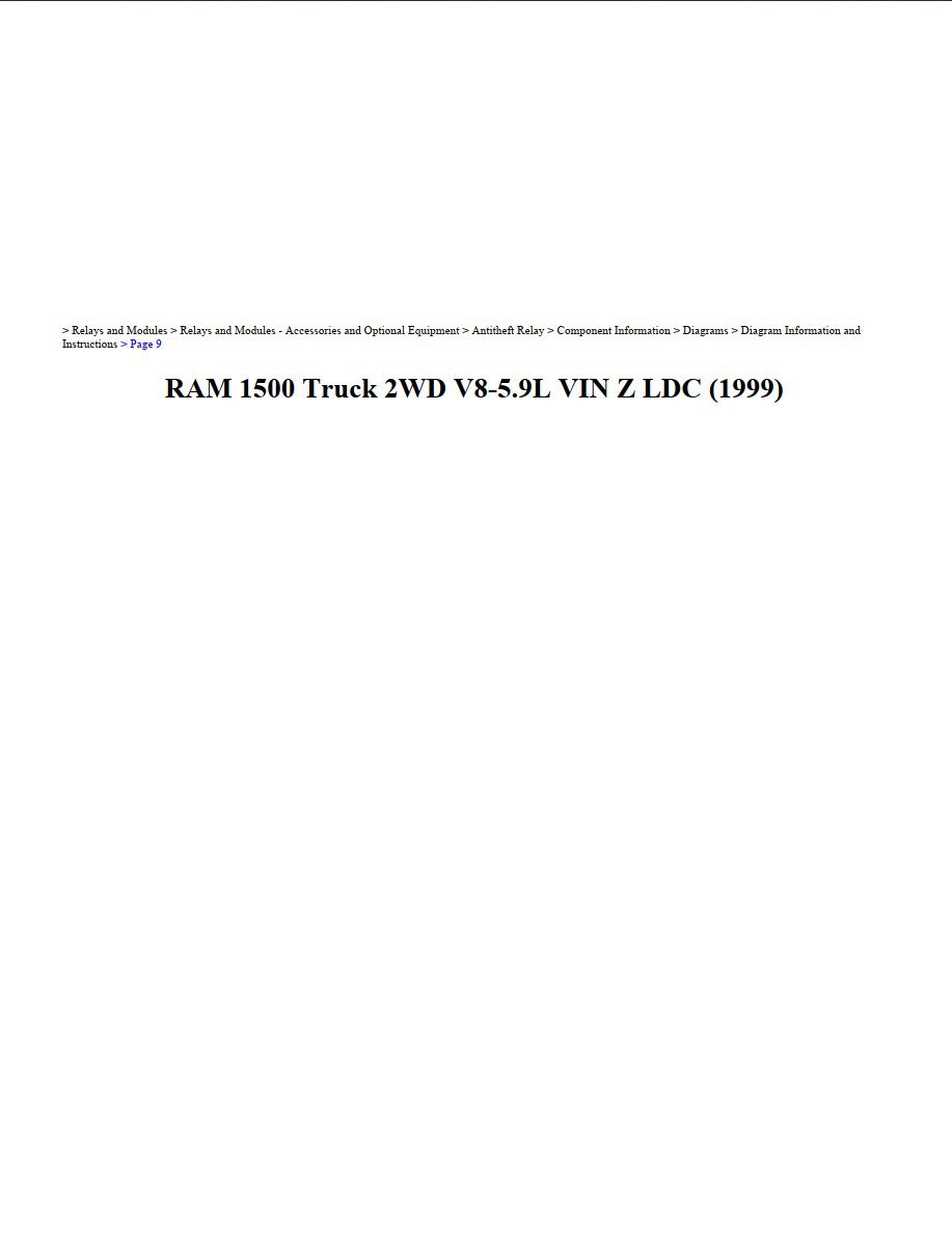 dodge ram 1999 1500 truck 2wd 5.9l vin z workshop manual