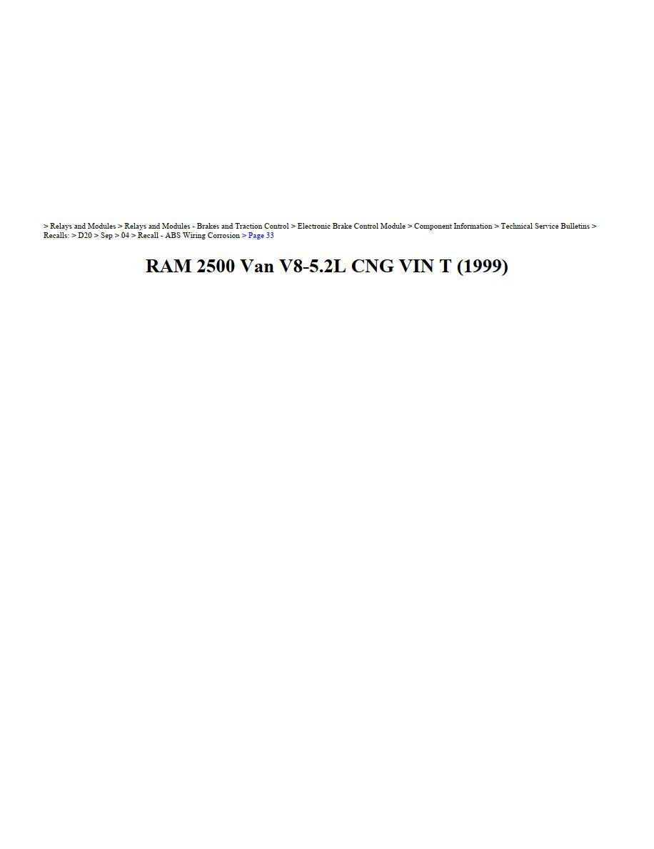 dodge ram 1999 2500 5.2l vin t workshop manual