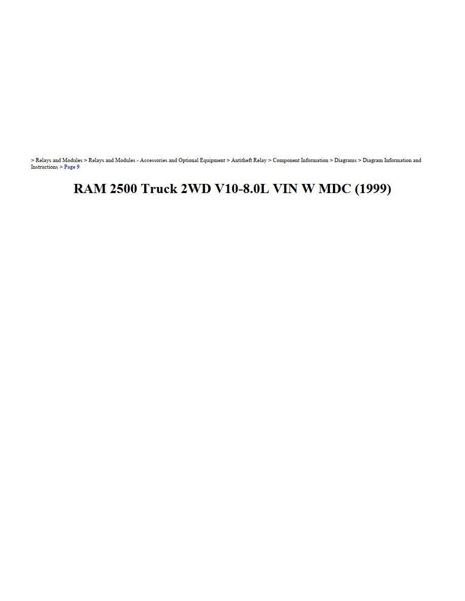 dodge ram 1999 2500 truck 2wd 8.0l vin w mdc workshop manual