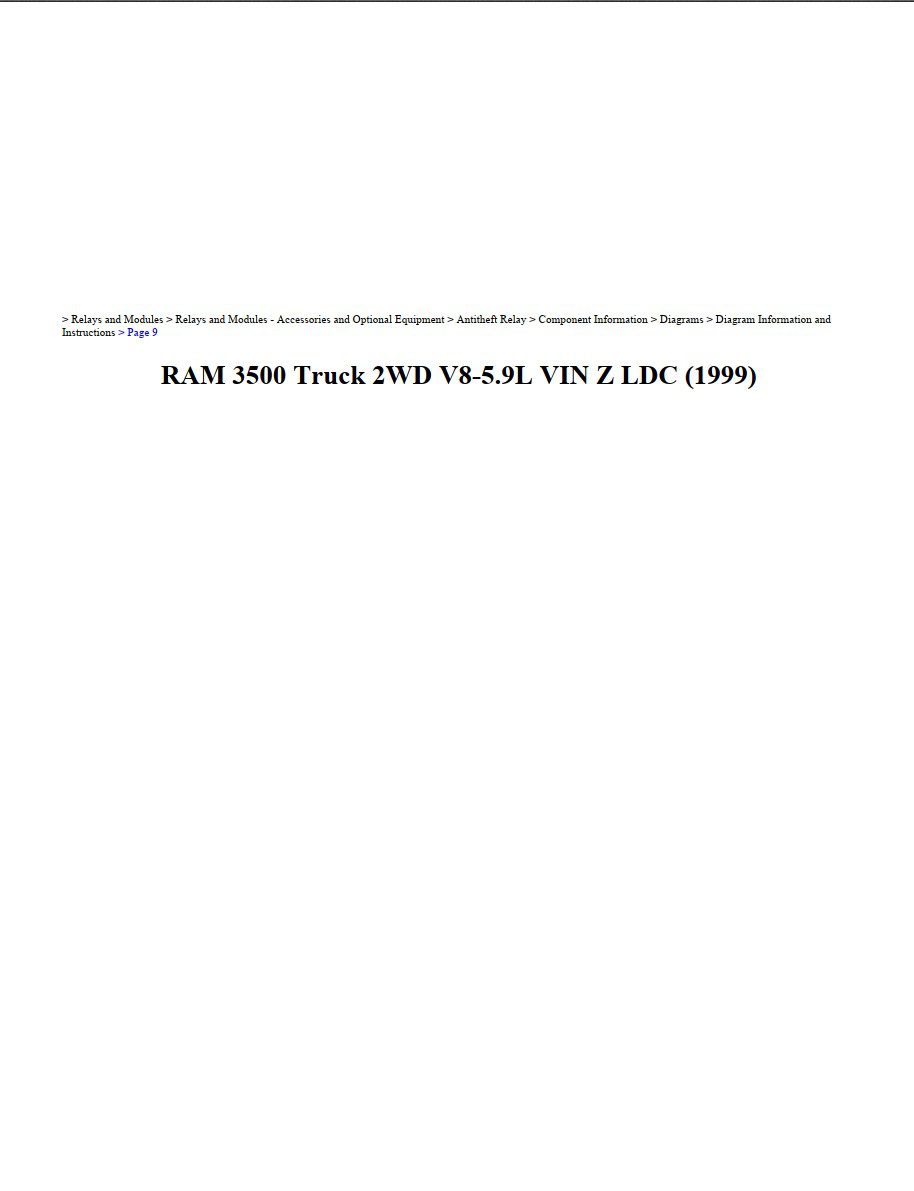 dodge ram 1999 3500 truck 2wd v8 5.9l workshop manual