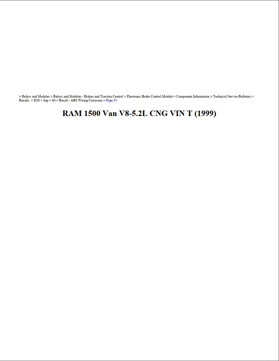 dodge ram 1999 5.2l vin t workshop manual