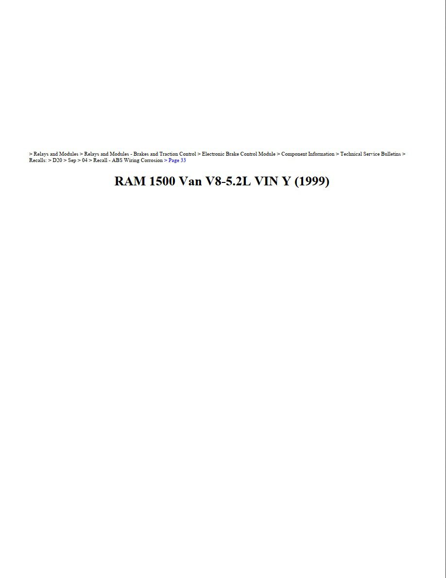 dodge ram 1999 5.2l vin y workshop manual