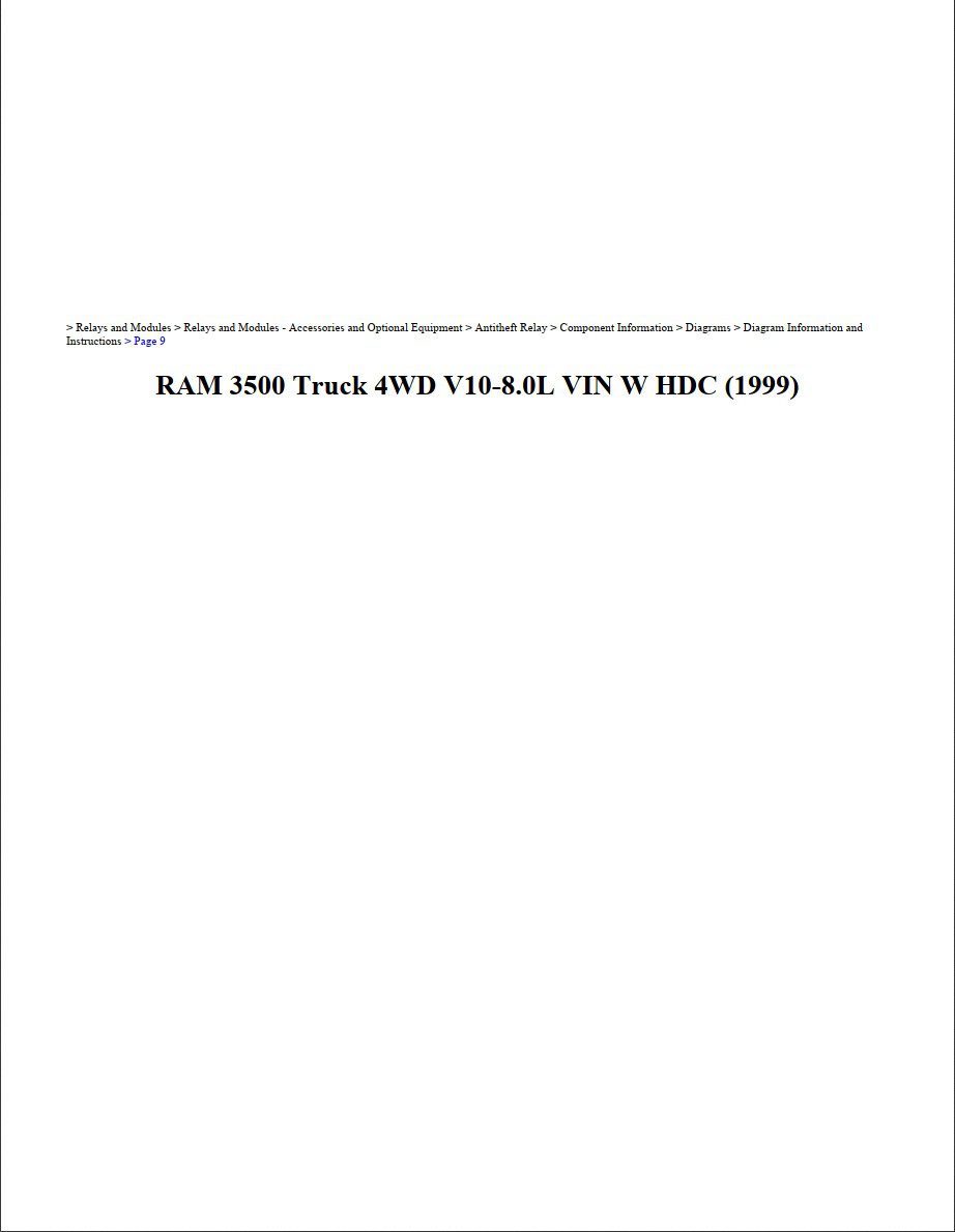 dodge ram 1999 8.0l vin w hdc workshop manual