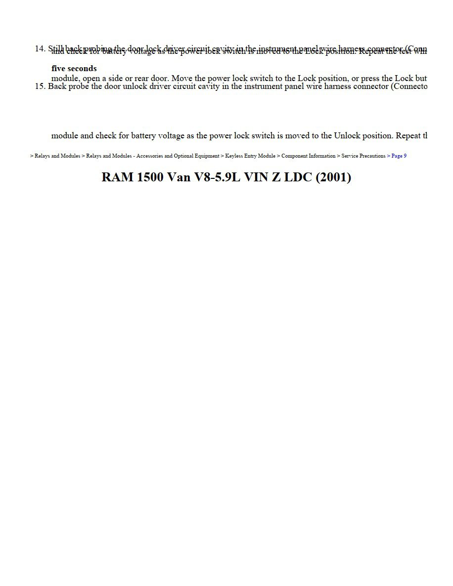 dodge ram 2001 1500 van v8 5.9l workshop manual