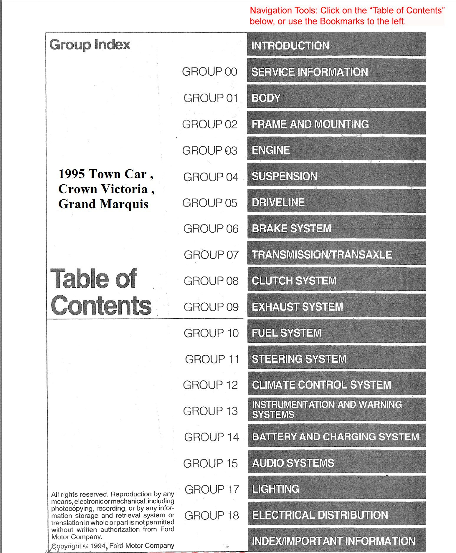 ford crown 1995 workshop manual