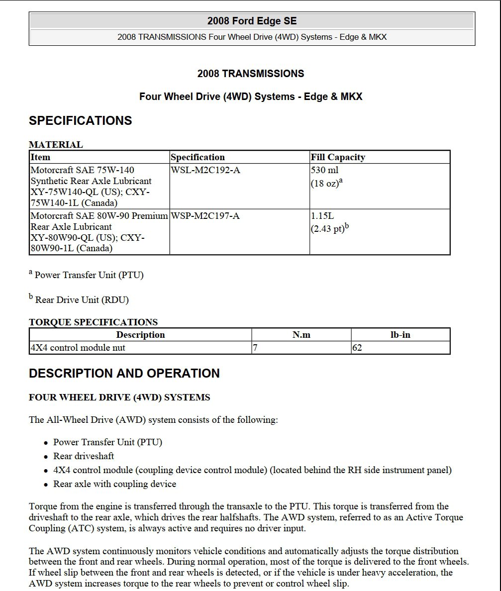 ford edge 2006 service repair manual