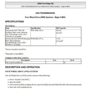 ford edge 2009 service repair manual