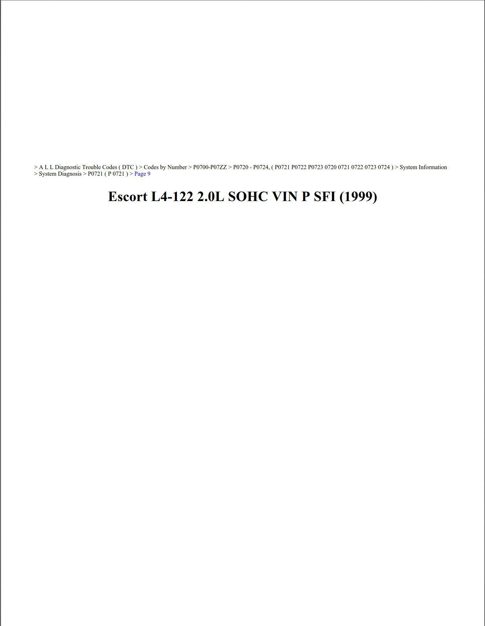 ford escort 1999 2.0l sohc vin p workshop manual