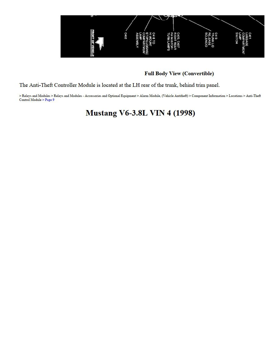 ford mustang 1998 3.8l vin 4 workshop manual