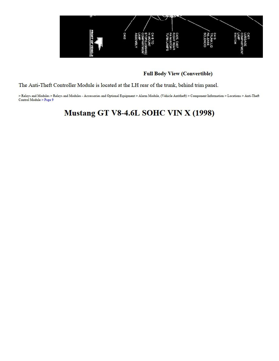 ford mustang 1998 gt 4.6l sohc vin x workshop manual