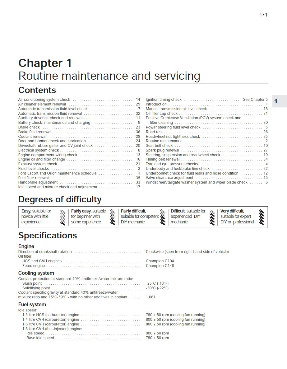ford orion workshop manual