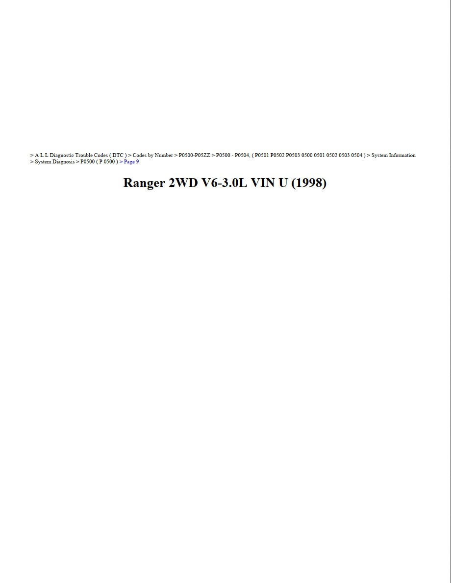 ford ranger 1998 2wd 3.0l vin u workshop manual