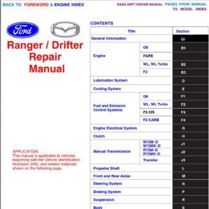 ford ranger mazda 1999 drifter all engines repair manual