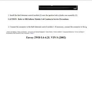 gmc envoy 2002 2wd l6 4.2l workshop manual