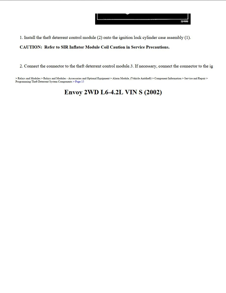 gmc envoy 2002 2wd l6 4.2l workshop manual