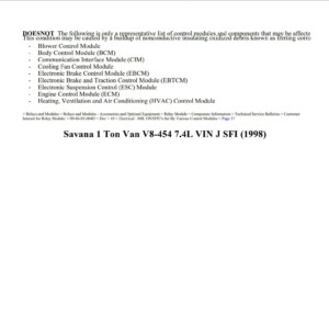 gmc savana 1998 7.4l vin j sfi workshop manual