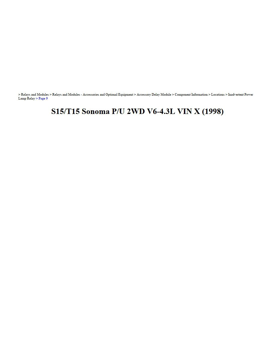 gmc sonoma 1998 2wd 4.3l vin x workshop manual
