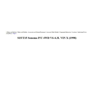 gmc sonoma 1998 4wd 4.3l vin x workshop manual