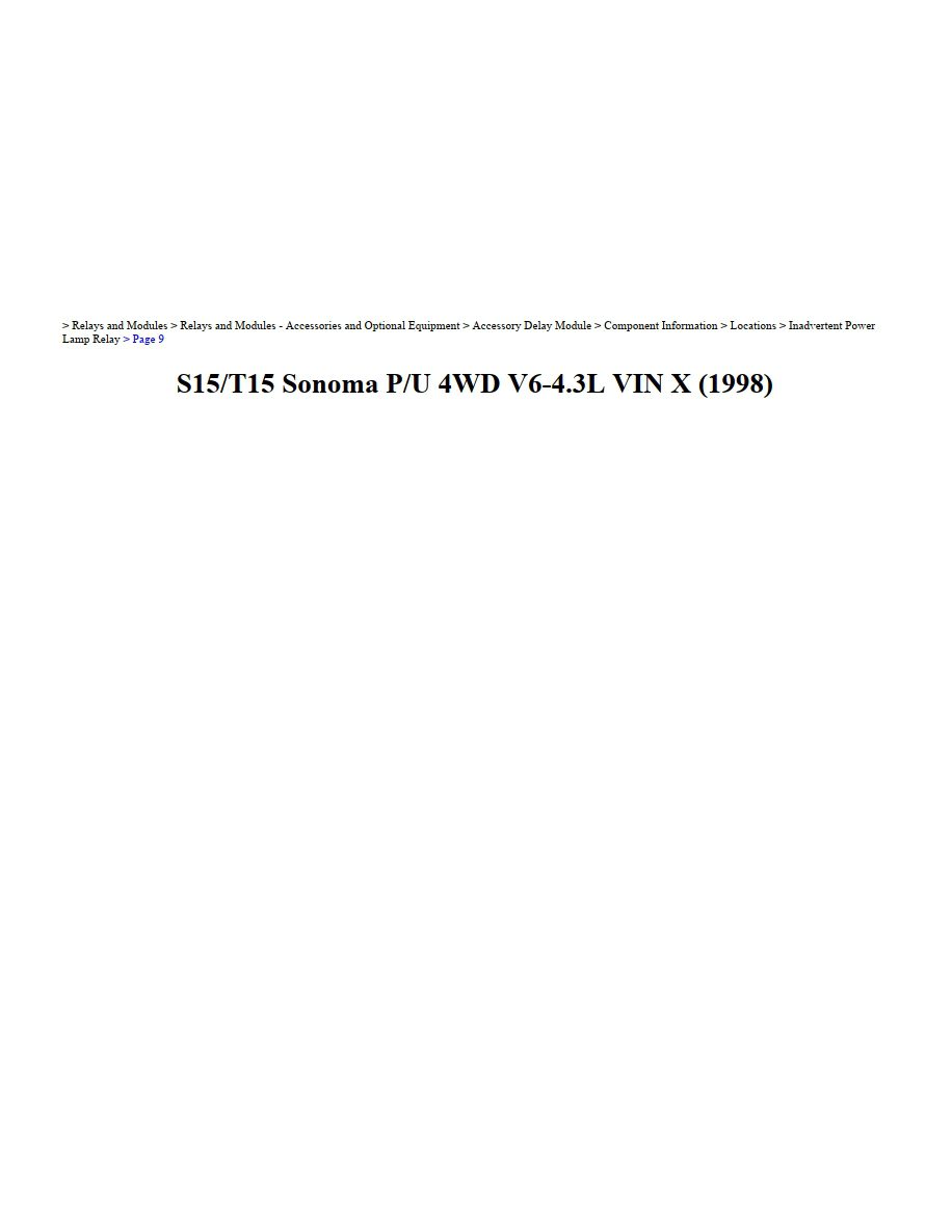 gmc sonoma 1998 4wd 4.3l vin x workshop manual