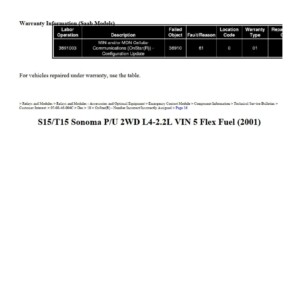 gmc sonoma 2001 s15 2.2l workshop manual