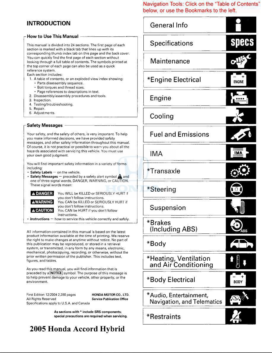 honda accord 2005 workshop manual