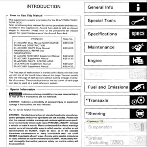 honda accord aerodeck 1996 supplement (62sv222) service manual