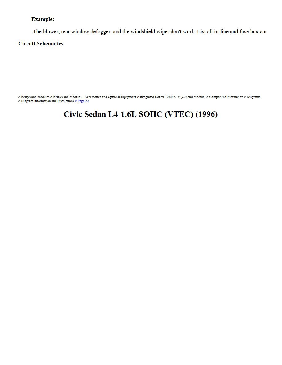 honda civic 1996 sedan 1.6l sohc vtec workshop manual