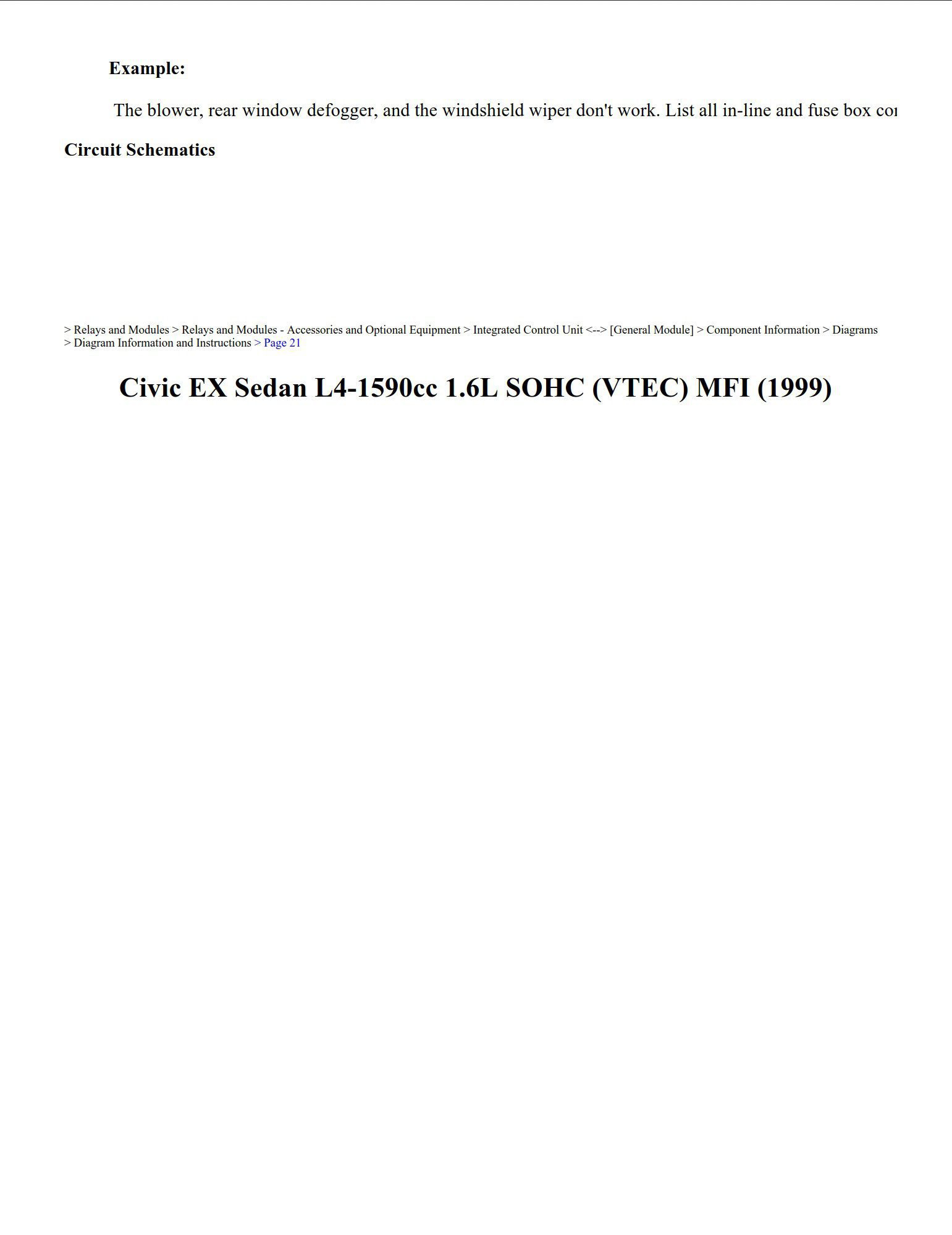 Honda Civic 1999 Sedan Manual Comprehensive Instructions and
