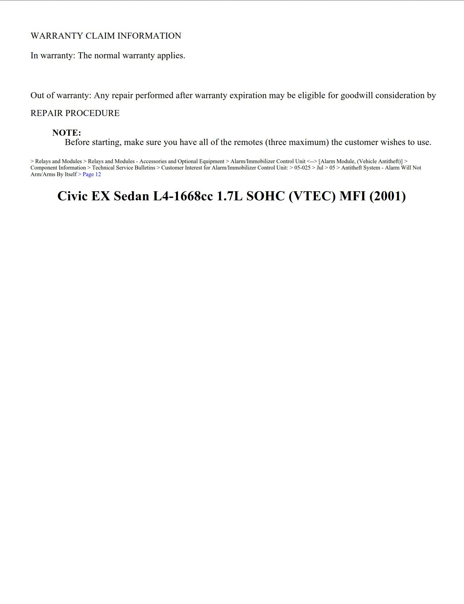 honda civic 2001 ex sedan 1.7l sohc workshop manual