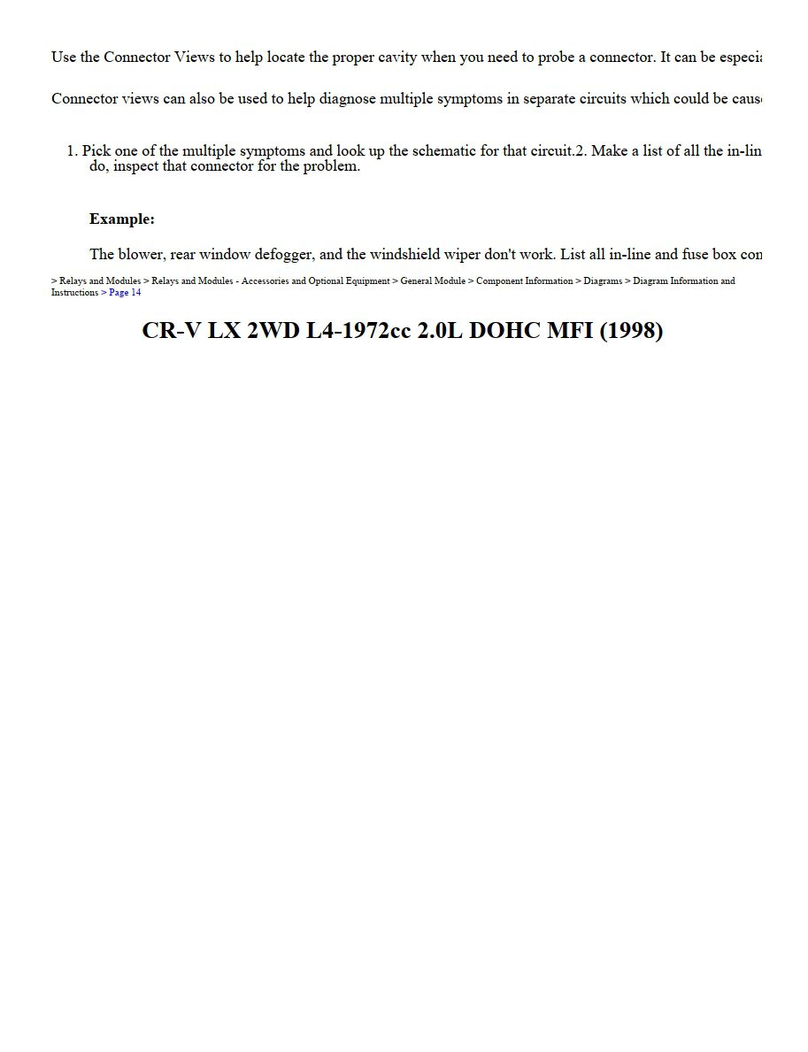 honda cr v 1998 lx 2wd 2.0l dohc workshop manual