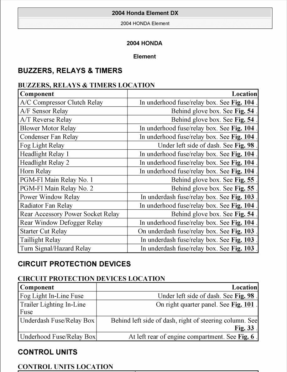 honda element 2004 workshop manual