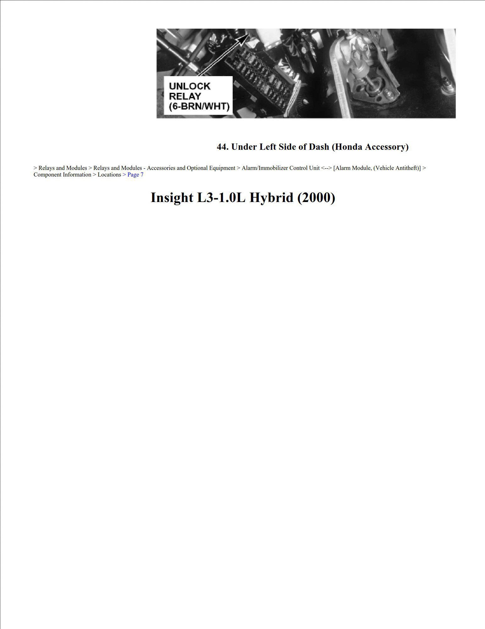 honda insight 2000 1.0l hybrid workshop manual