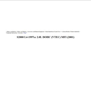 honda s2000 2001 2.0l dohc workshop manual