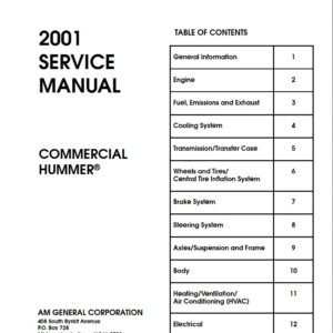 hummer h1 2001 workshop manual