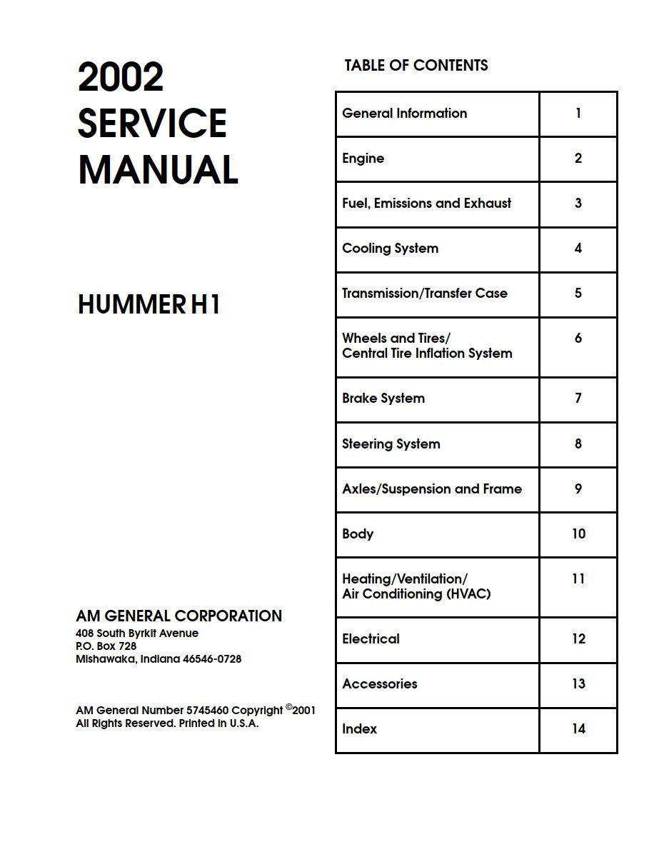 hummer h1 2002 service repair manual