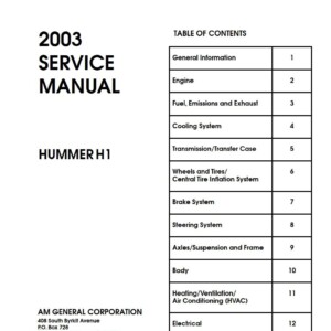 hummer h1 2003 workshop manual