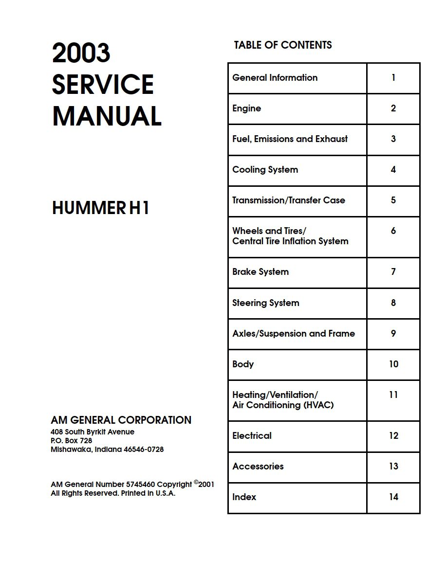 hummer h1 2003 workshop manual