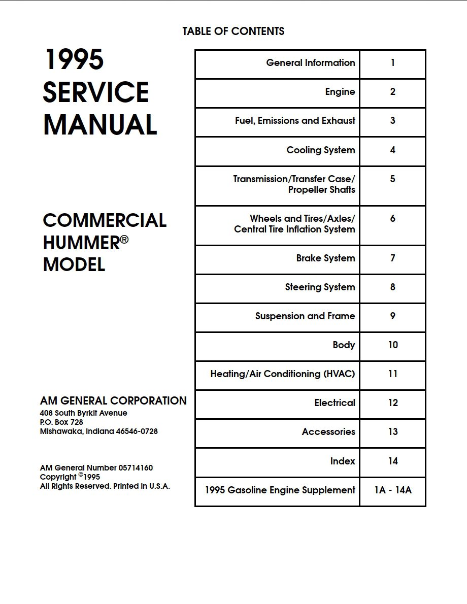 hummer hx 1995 service repair manual