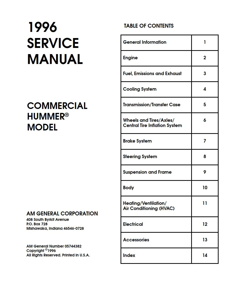 hummer hx 1996 service repair manual
