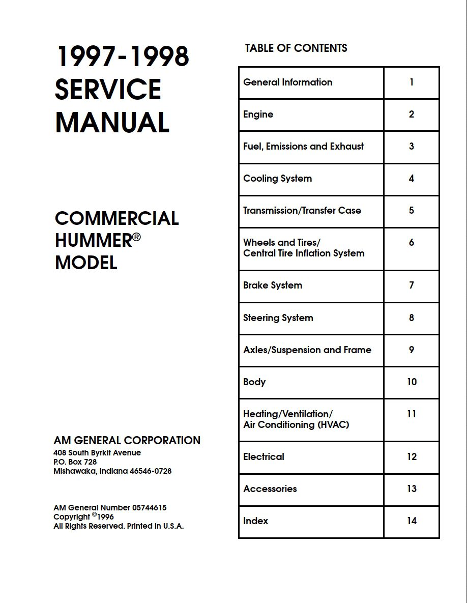 hummer hx 1998 service repair manual